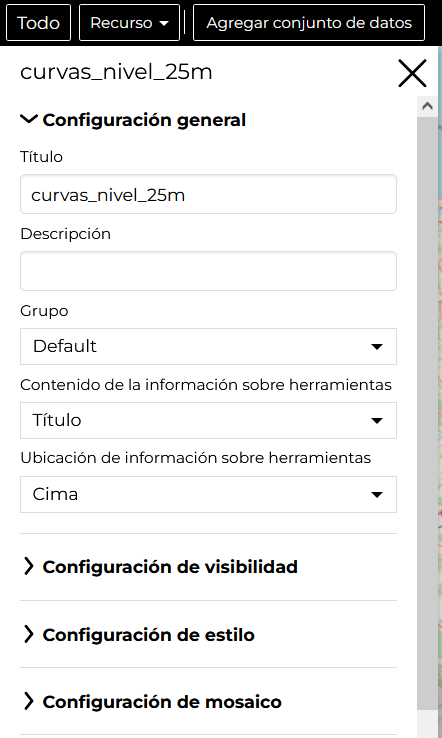El Panel de Ajustes del Conjunto de Datos