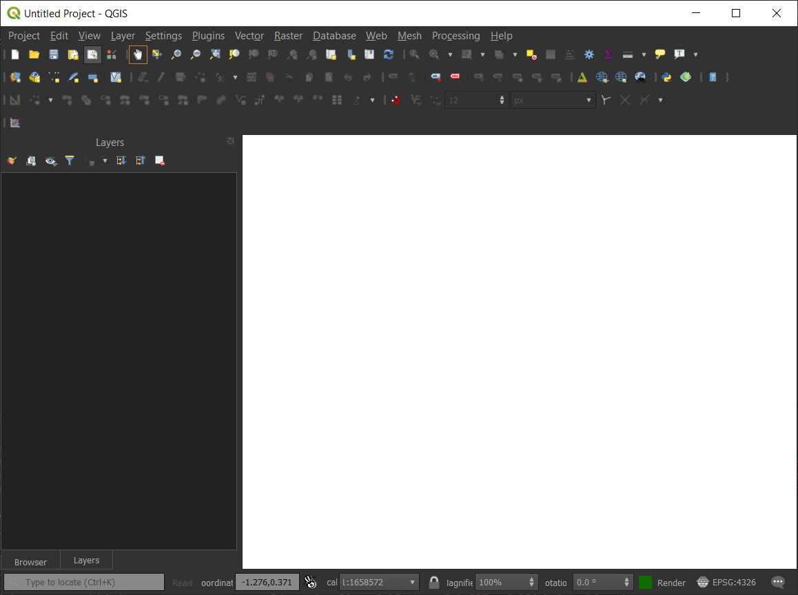 Ventana principal de QGIS Desktop